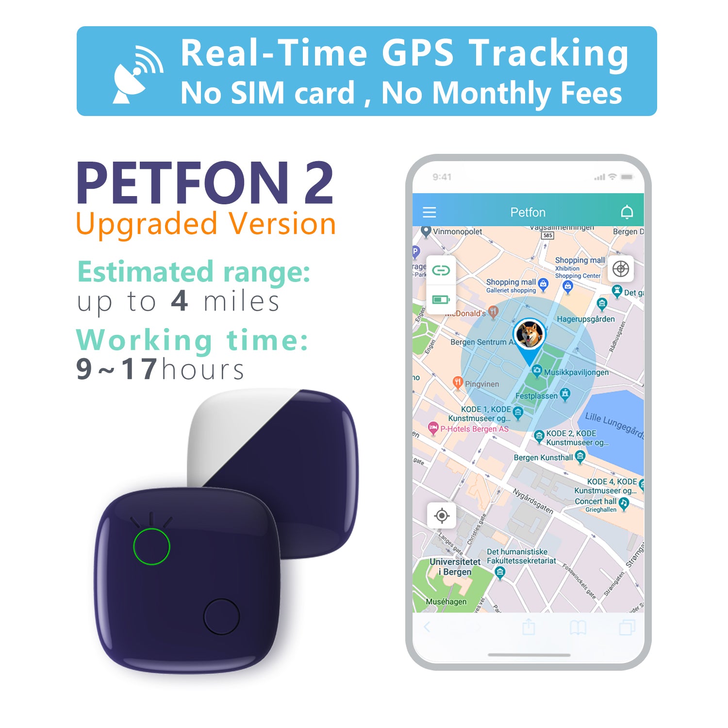Anti-loss device pet kid older item finder location tracker Petfon N3