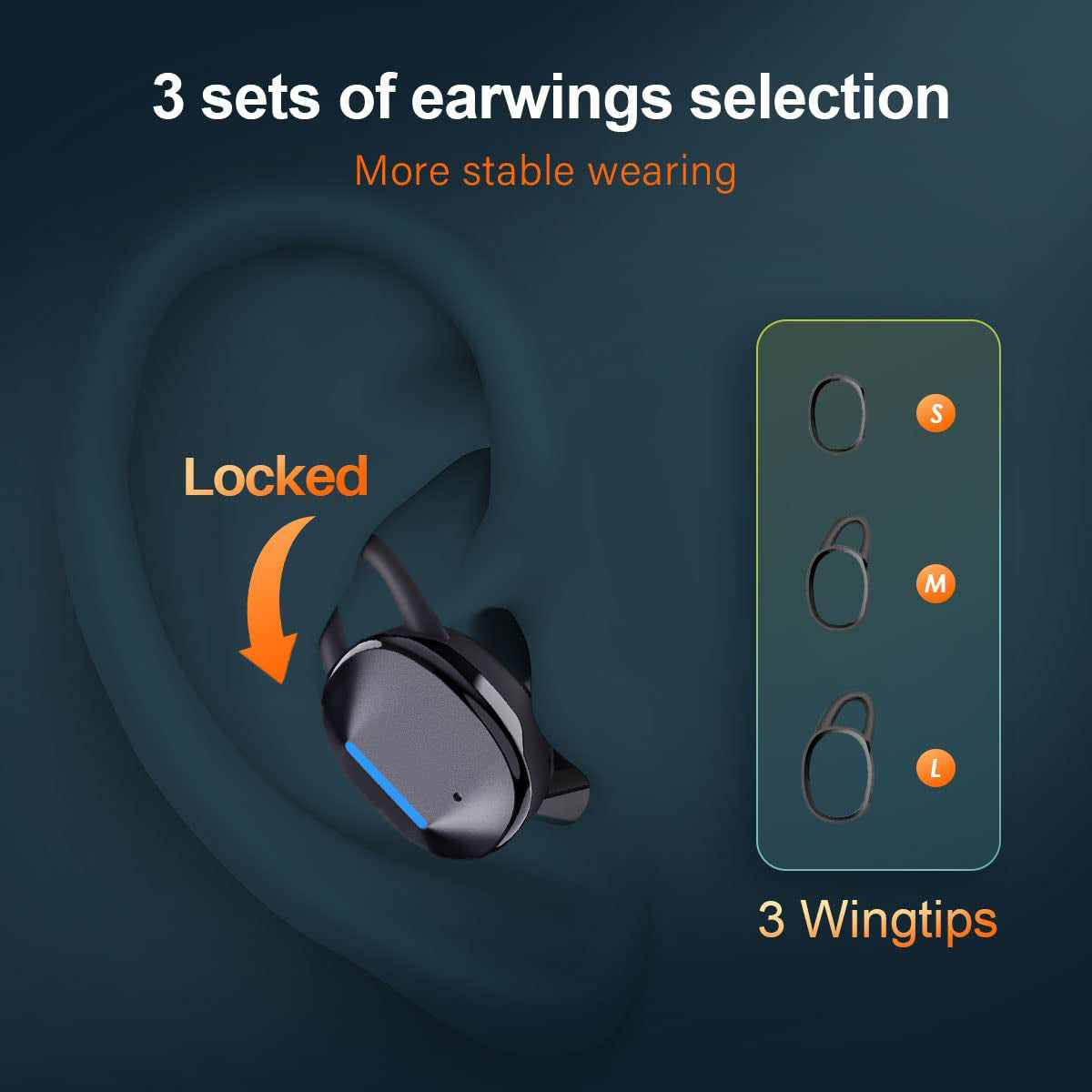 Wireless Earbuds Bluetooth 5.3 Earbuds Headphones IPX8 Waterproof Sport Earbuds with Multi Wingtips 40H Playtime Deep Bass Dual Mic Touch Control Charging Case for Workout Running Fitness